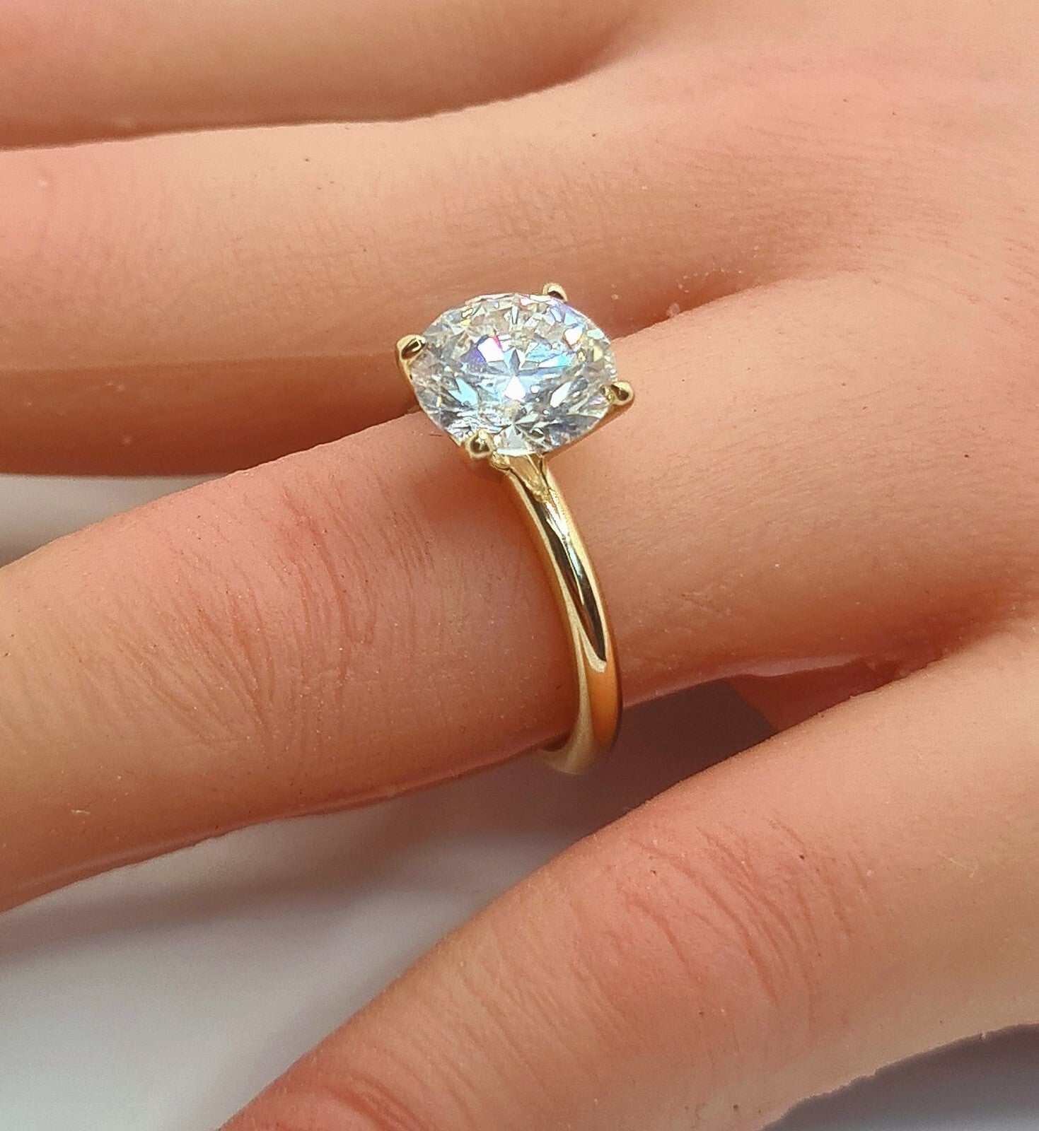 2.00 Ct E VVS2 Round Solitaire Lab Grown Diamond Ring 14k Yellow IGI Certified