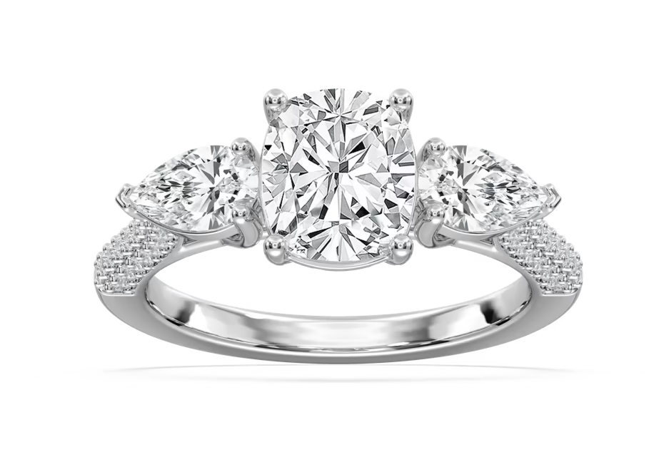 4.18 Ct E VS1 Cushion Lab Grown Diamond Ring 14k White Gold IGI Certified