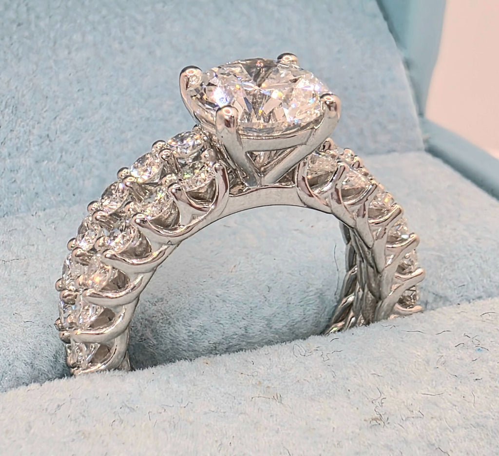 5.68 Ct D VS1 Lab Grown Diamond Engagement Ring With Band IGI Certified Diamond