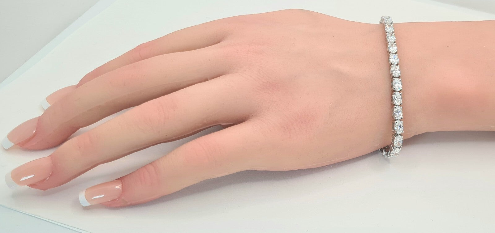 10.20 Ct Oval Diamond 7" Tennis Bracelet 14k White Gold Lab Grown (EF/VS)