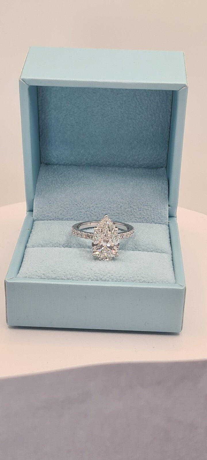 IGI 6 CT, Solitaire Lab-Grown Pear Diamond Engagement Ring, 950 Platinum