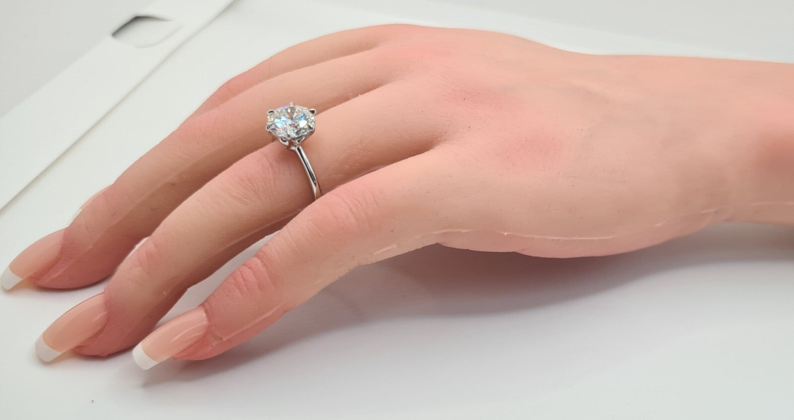 3.01 Ct F VS2 Round Solitaire 14k White Lab Grown Diamond Ring IGI Certified XXX