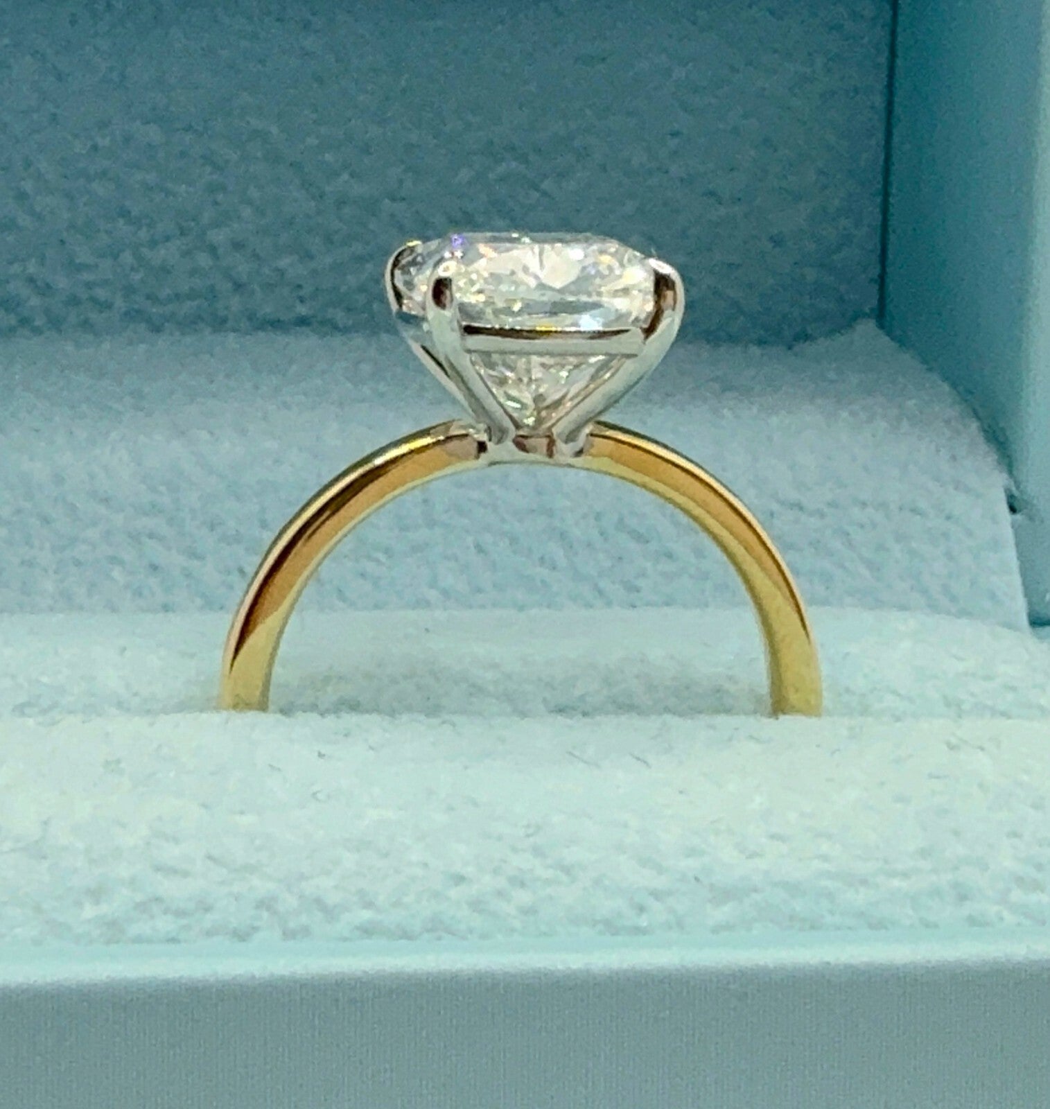 5.00 Carat Cushion F VS1 14k Yellow Lab Grown Diamond Ring IGI Certified