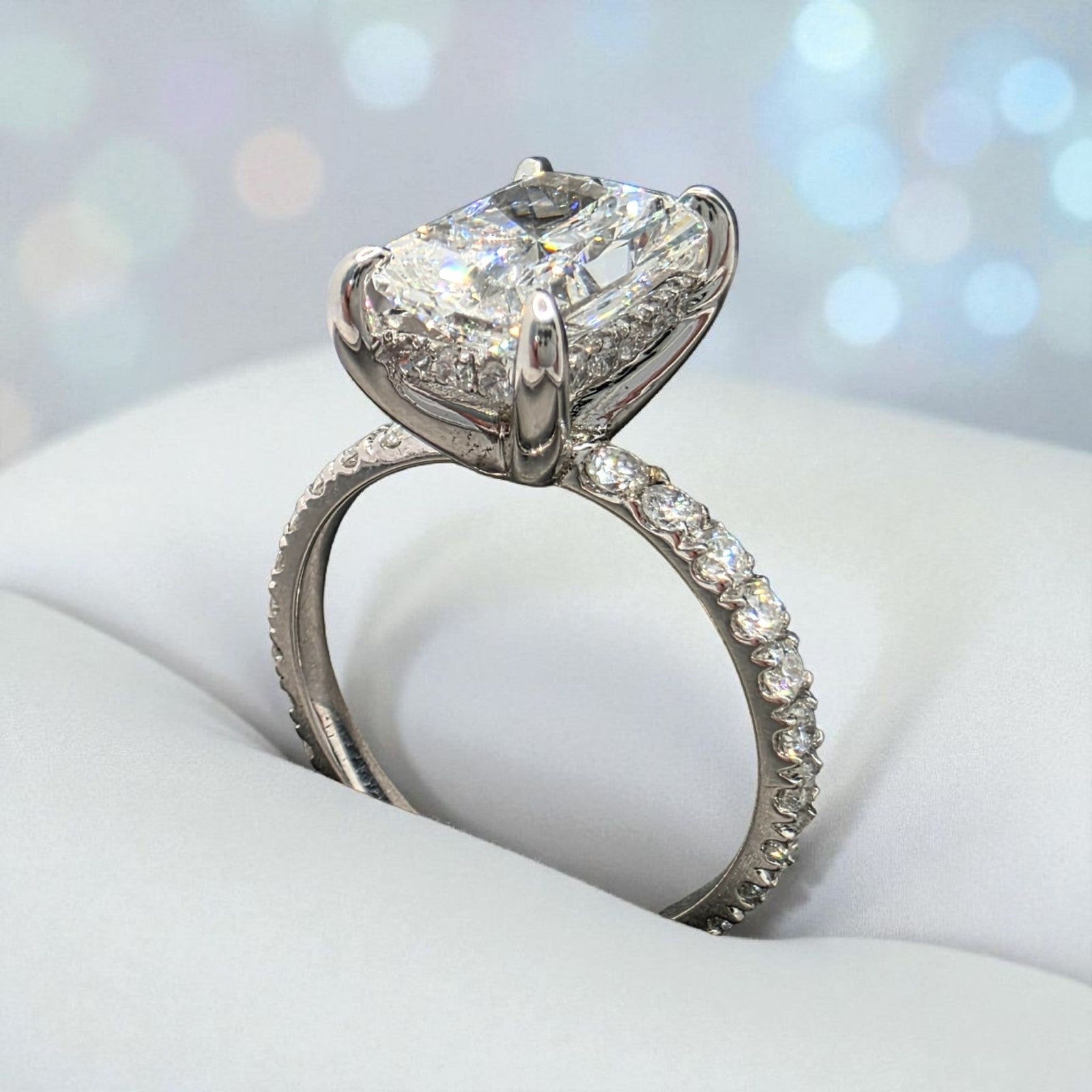 2.70 Radiant D VS1 14k White Lab Grown Diamond Ring IGI Certified