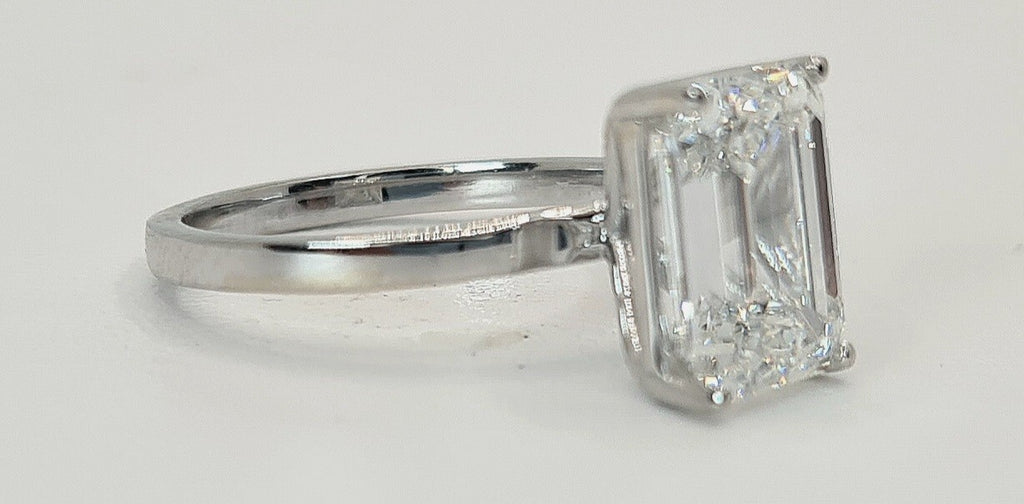 6.00 Carat H VVS2 14k Yellow Emerald Cut Lab Grown Diamond Ring IGI Certified