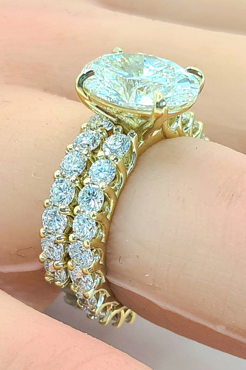 5.68 Ct E VS1 Lab Grown Diamond Engagement Ring With Band IGI Certified Diamond