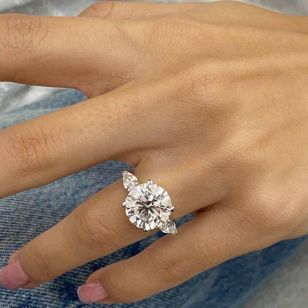 2.60 Carat Round Diamond 3 Stone Ring IGI Certified Lab Grown 14k