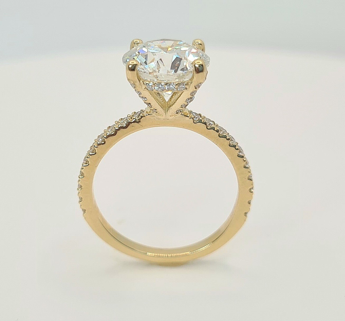 2.42 Ct D VS1 Round Lab Grown Diamond Engagement Ring 14k Yellow IGI Certified