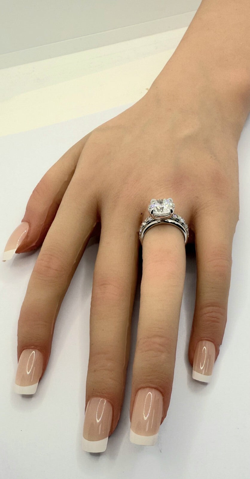 5.50 Ct E VS1 Lab Grown Platinum Diamond Engagement Ring and Band IGI Certified