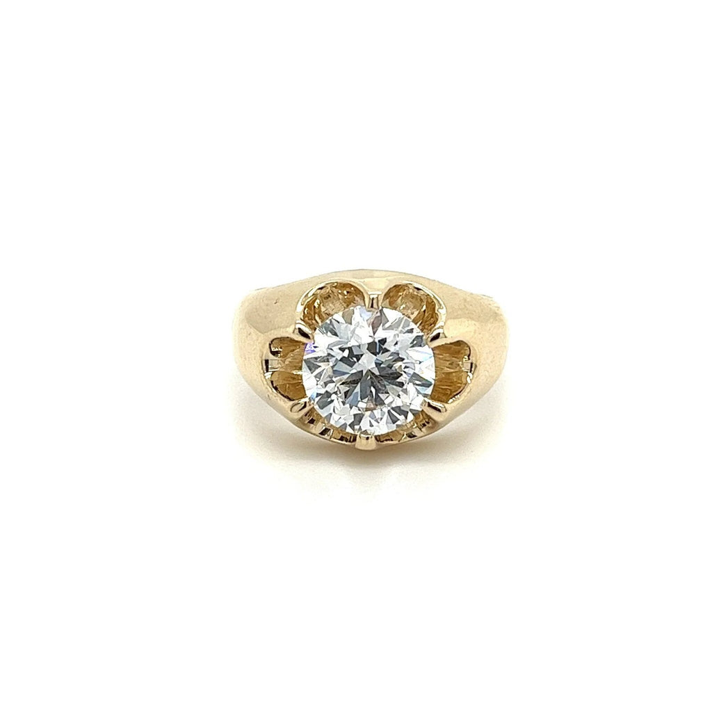 4.00 Ct Lab Grown Diamond F VS1 IGI Certified Men's Diamond Ring 14K Yellow Gold