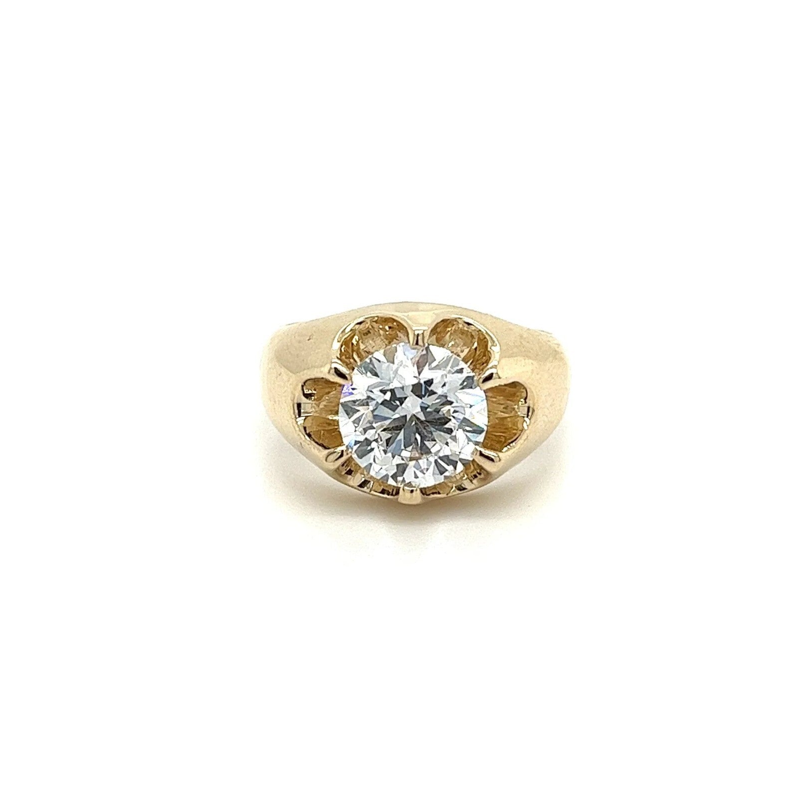 4.00 Ct Lab Grown Diamond F VS1 IGI Certified Men's Diamond Ring 14K Yellow Gold