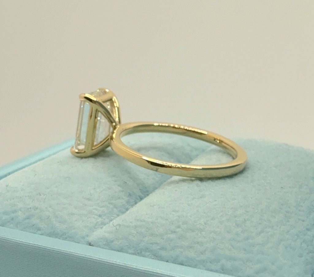 3.00 Ct F VS1 Emerald Cut Diamond Ring Lab Grown IGI Certified 14k Yellow Gold