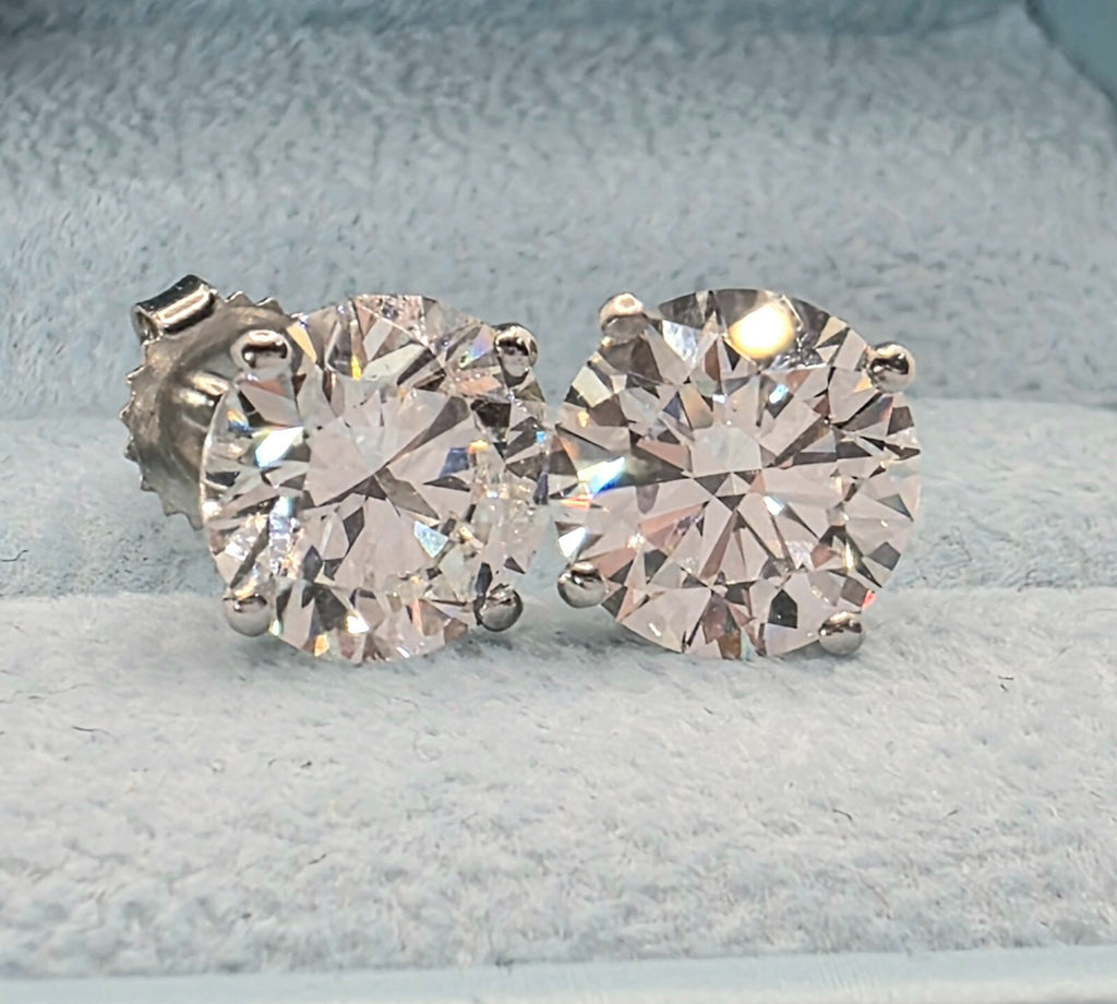 2.00 Ct E VS1 Round Lab Grown Diamond Studs 14k White Gold IGI Certified