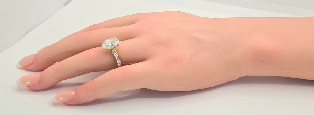 4.36 Ct F VS1 Carat Oval Lab Grown Diamond Ring IGI Certified 14k Yellow Gold
