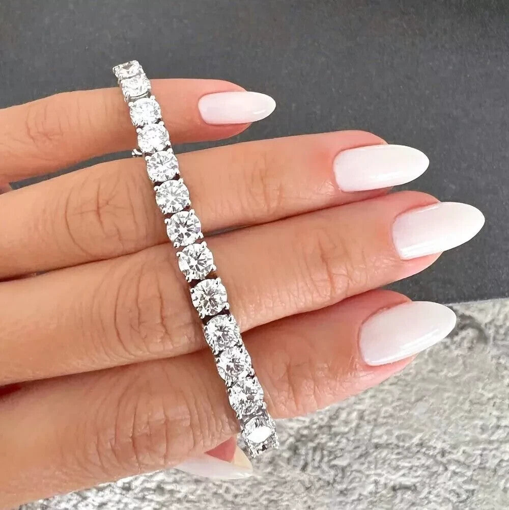 18 Ct TW Round Diamond 7" Tennis Bracelet 14k White Gold Lab Grown Color D VS