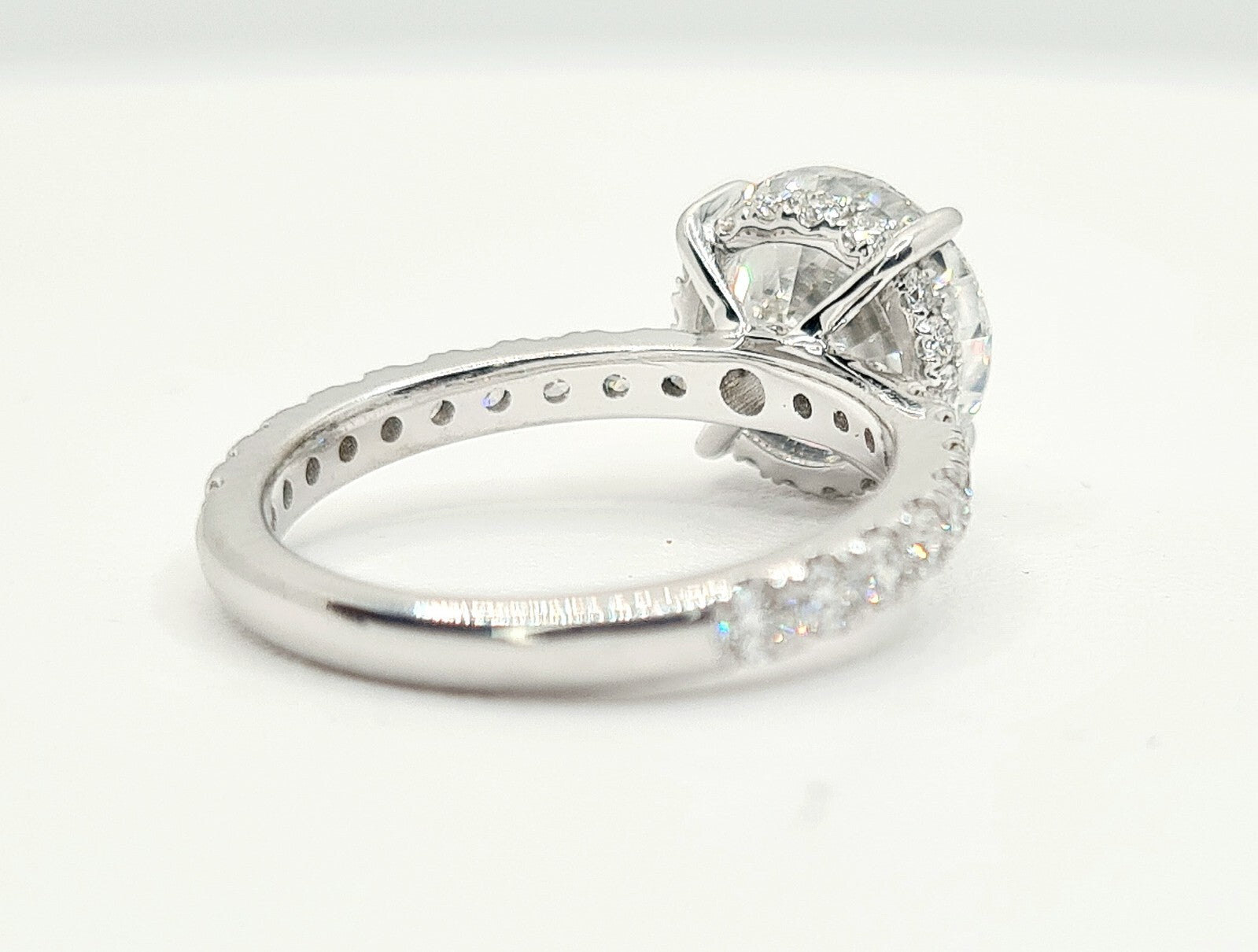 3.61 Ct E VVS2 Round Lab Grown Platinum Diamond Engagement Ring IGI Certified