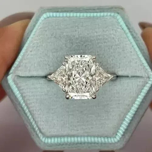 5.80 Ct E VS1 Radiant Lab Grown Diamond Ring IGI Certified 14k White Gold