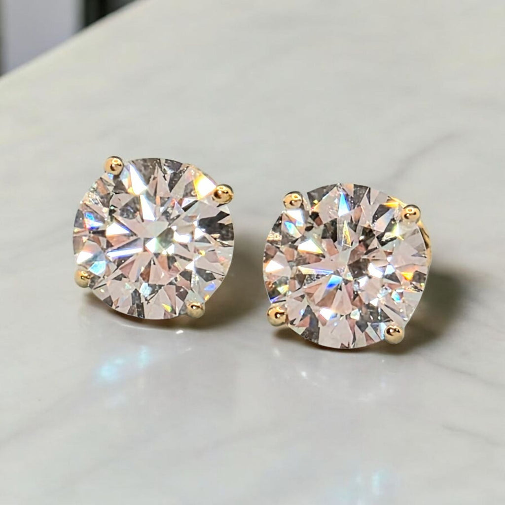 2.00 Carat IGI Certified D VS1 Lab Grown Diamond Stud Earrings 14K Yellow Gold
