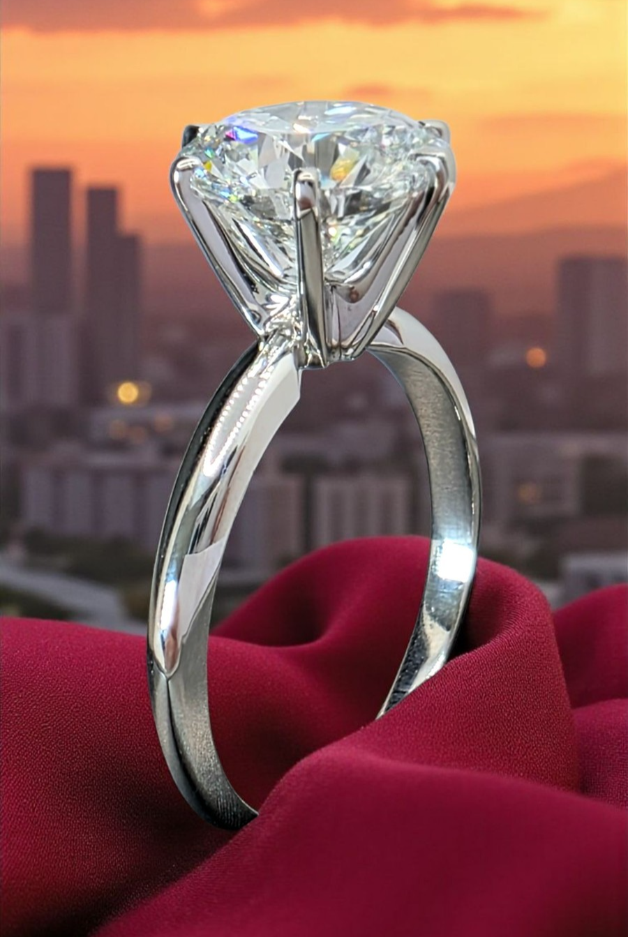 3.00 Ct D VS1 Round Solitaire Platinum Lab Grown Diamond Ring IGI Certified GIA