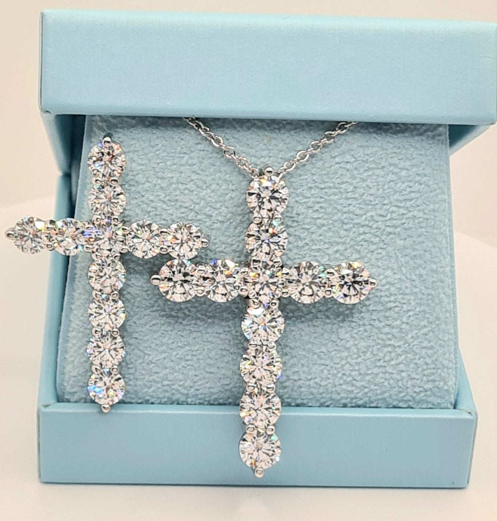 11.00 Ct D VS1 Round Lab Grown Huge Diamond Cross Pendant IGI 14k No Chain