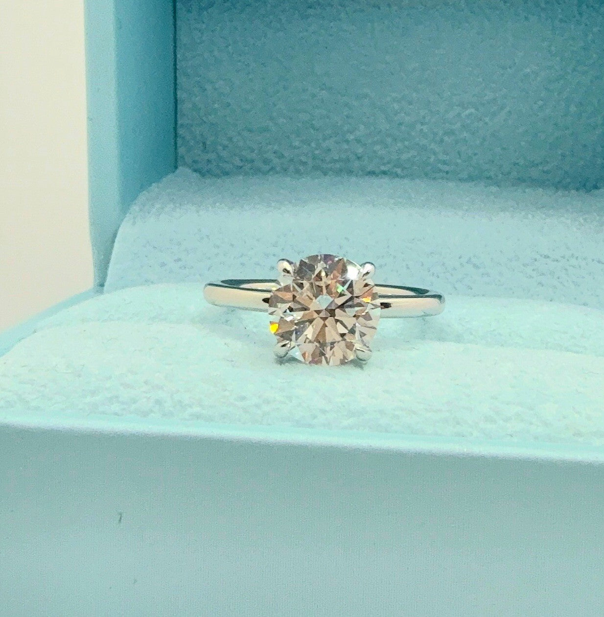 3.00 Ct D VS1 Round Lab Grown Diamond Engagement Ring 14k White Gold IGI Cert