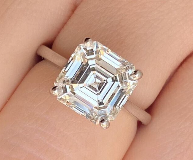 2.02 Ct E VS2 Asscher Cut Diamond Ring Lab Grown Diamond IGI Certified 14k White