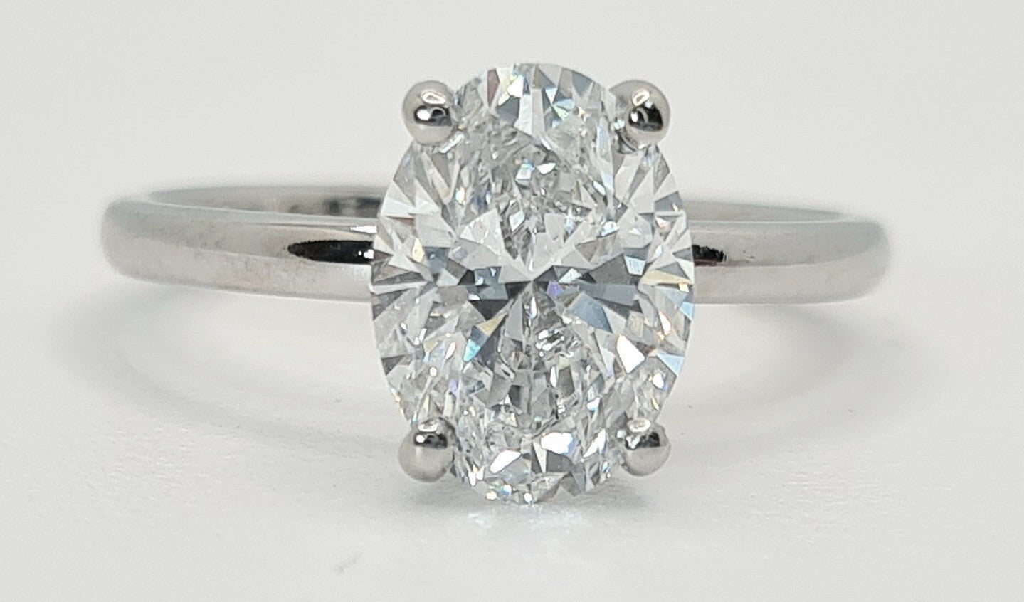 3.00 Carat F VVS2 Oval Lab Grown Diamond Ring 14k White Gold IGI Certified