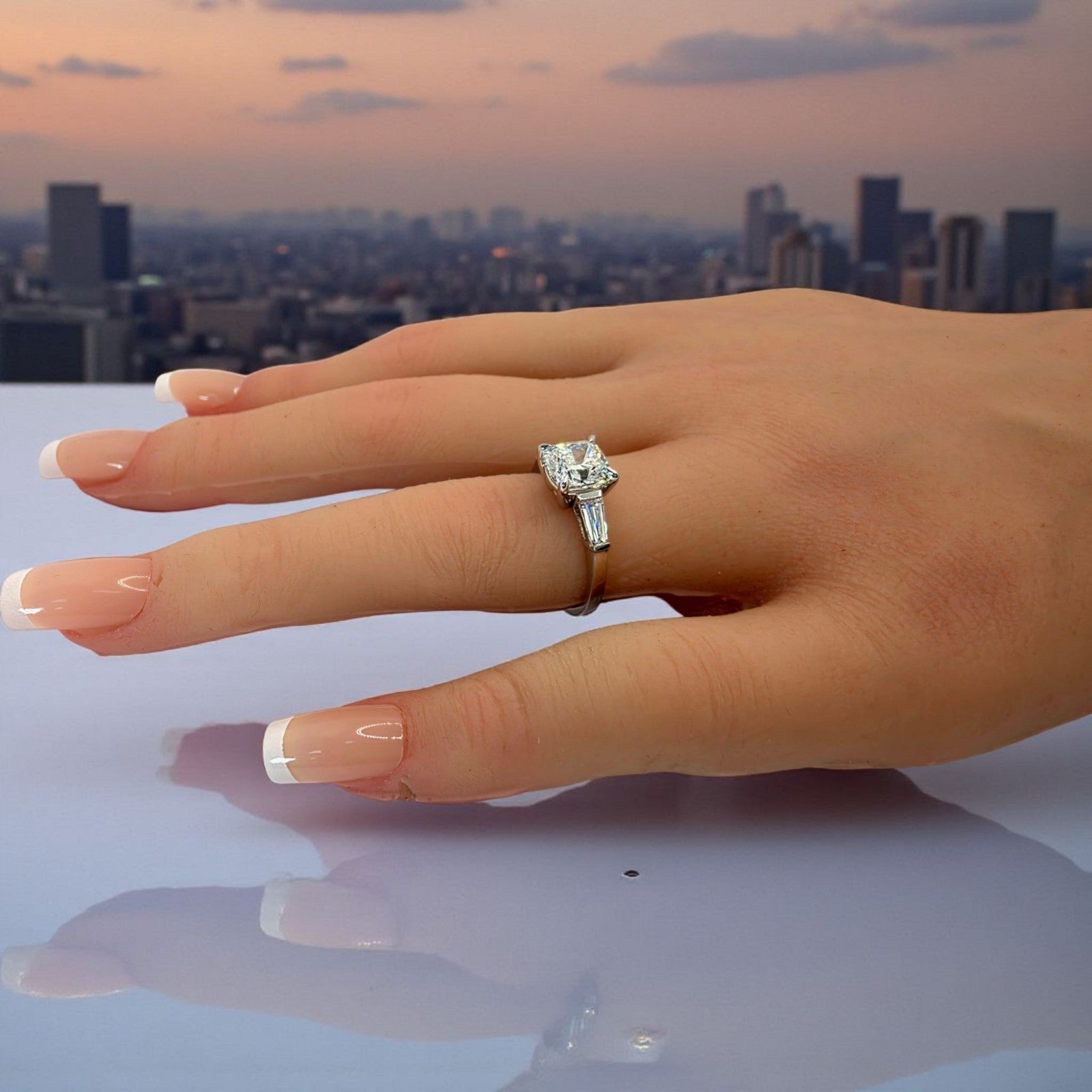 2.40 Ct D VS1 Cushion Lab Grown Diamond Ring 14k White Gold IGI Certified