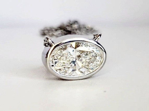 2.00 Ct E VS1 Oval Lab Grown Diamond Pendant 14k White Gold IGI Certified