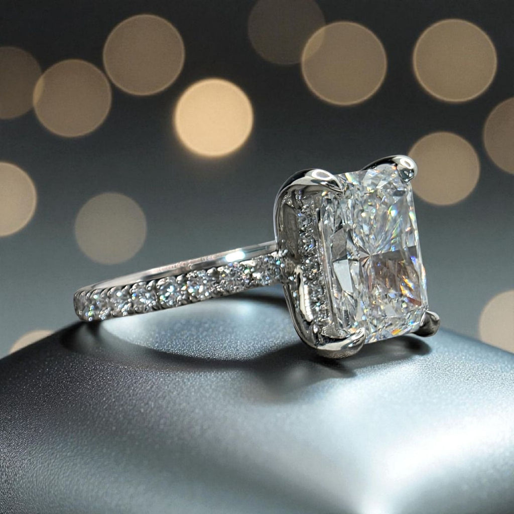 2.70 Radiant D VS1 14k White Lab Grown Diamond Ring IGI Certified