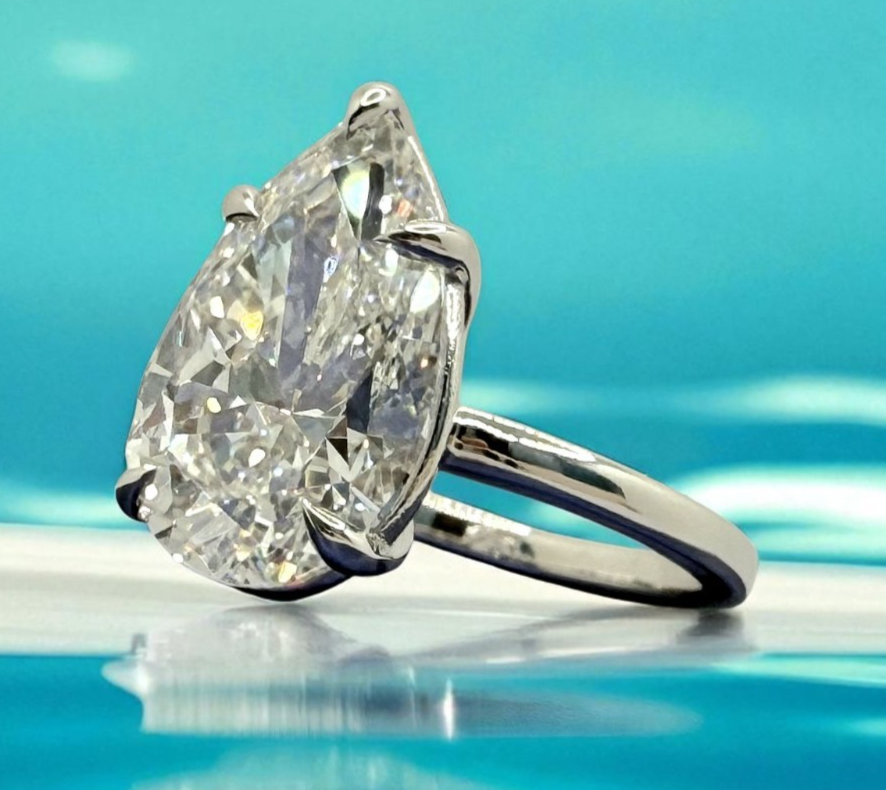 5.00 Ct Pear Shape E VS1 Diamond Ring Lab Grown Diamond IGI Certified 14k White