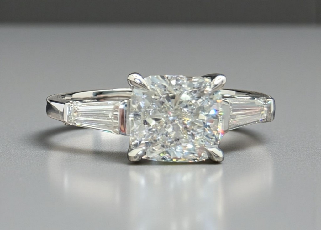 2.40 Ct D VS1 Cushion Lab Grown Diamond Ring 14k White Gold IGI Certified