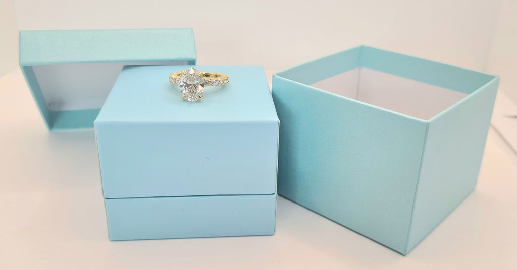 4.36 Ct F VS1 Carat Oval Lab Grown Diamond Ring IGI Certified 14k Yellow Gold