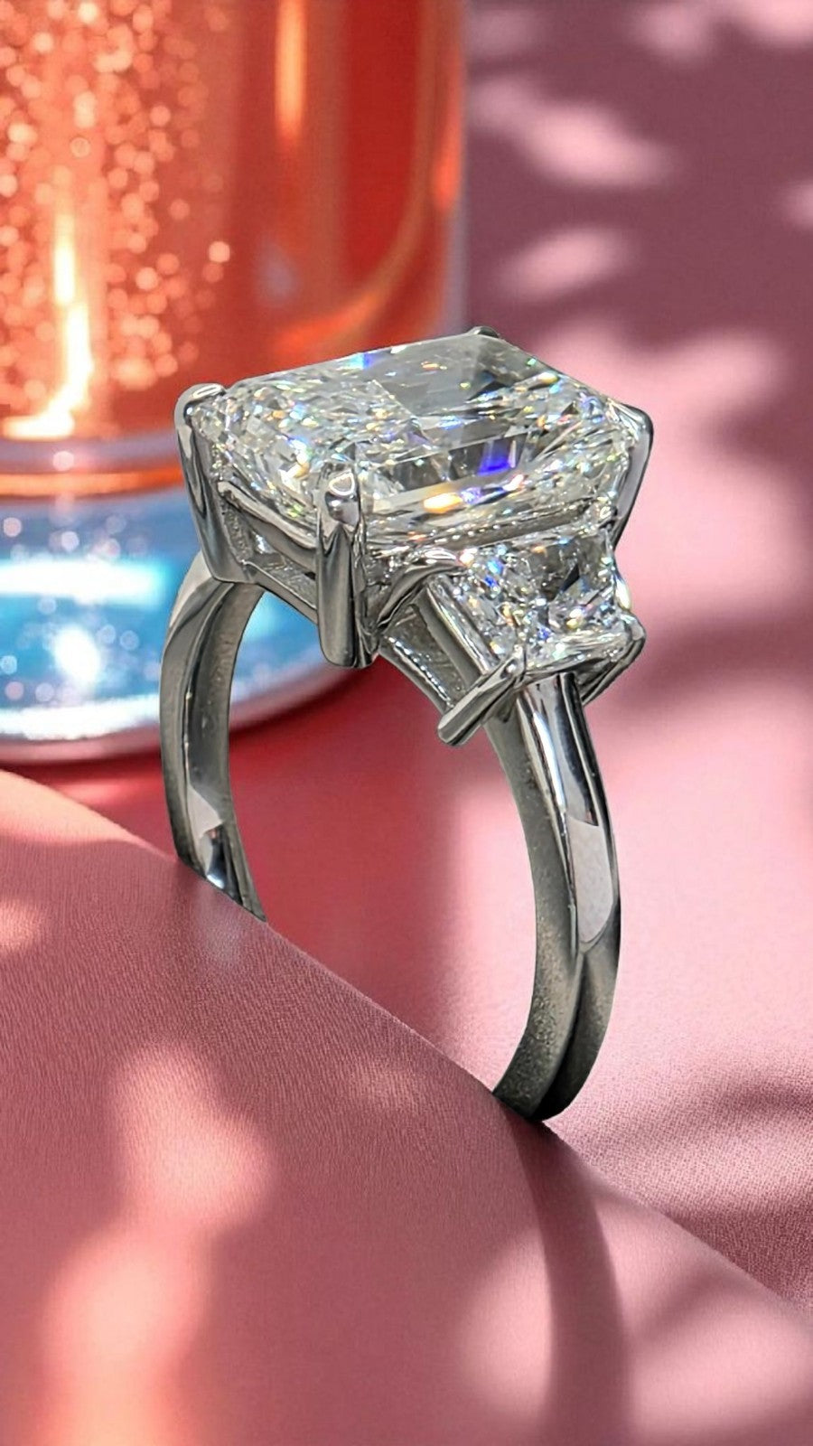 4.60 Carat D VS1 Platinum Radiant Cut Lab Grown Diamond Ring IGI Certified GIA