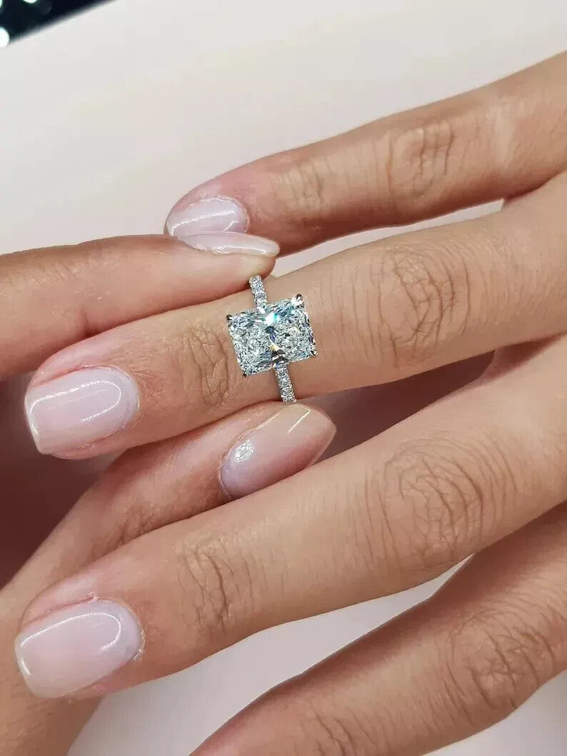 2.70 Radiant F VS1 14k White Lab Grown Diamond Ring IGI Certified