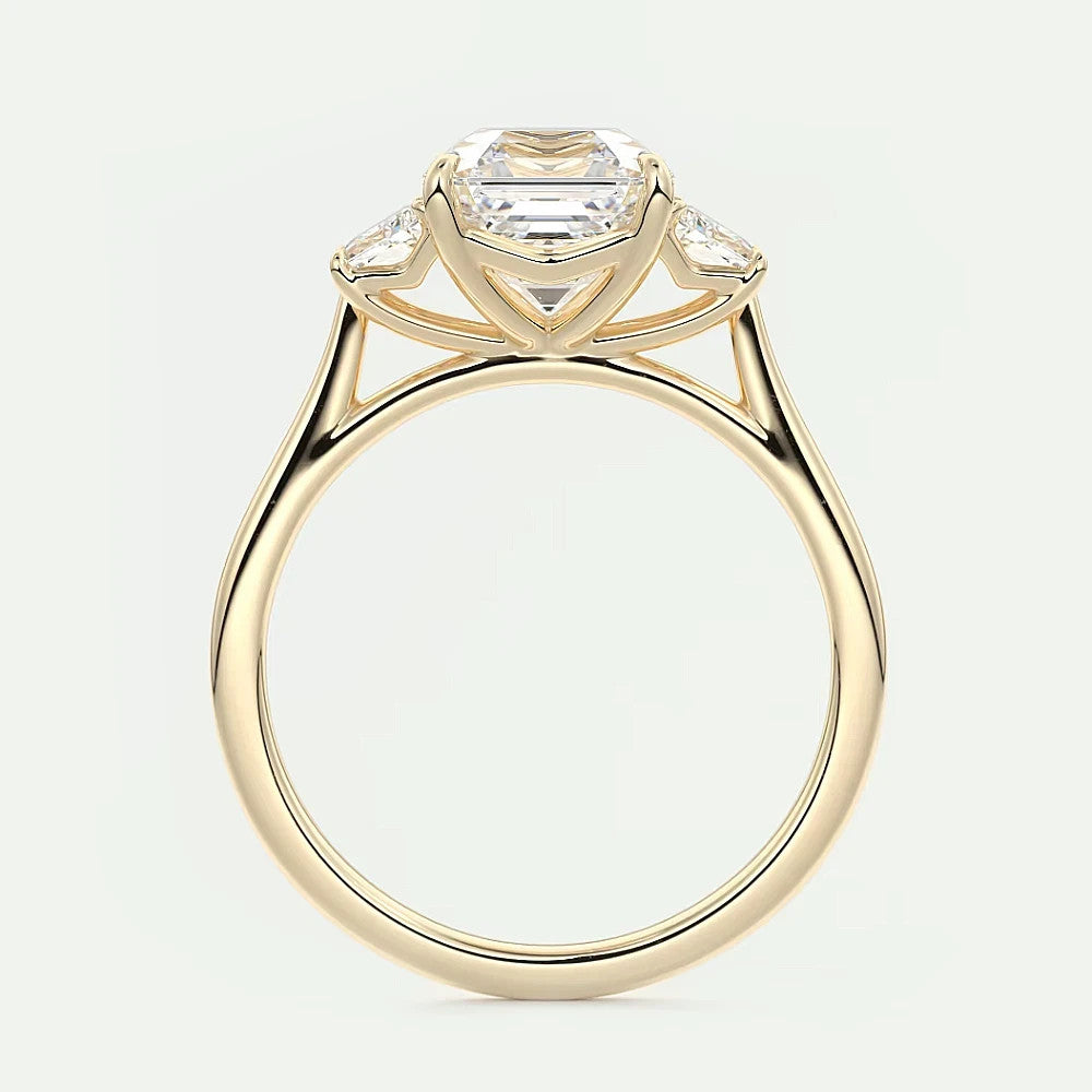 2.50 Ct D VS1 Asscher Cut Lab Grown Diamond Ring 14k Yellow Gold IGI Certified