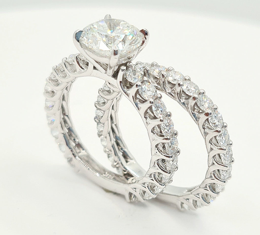 4.68 Ct E VS1 Lab Grown Diamond Engagement Ring With Band IGI Certified Diamond