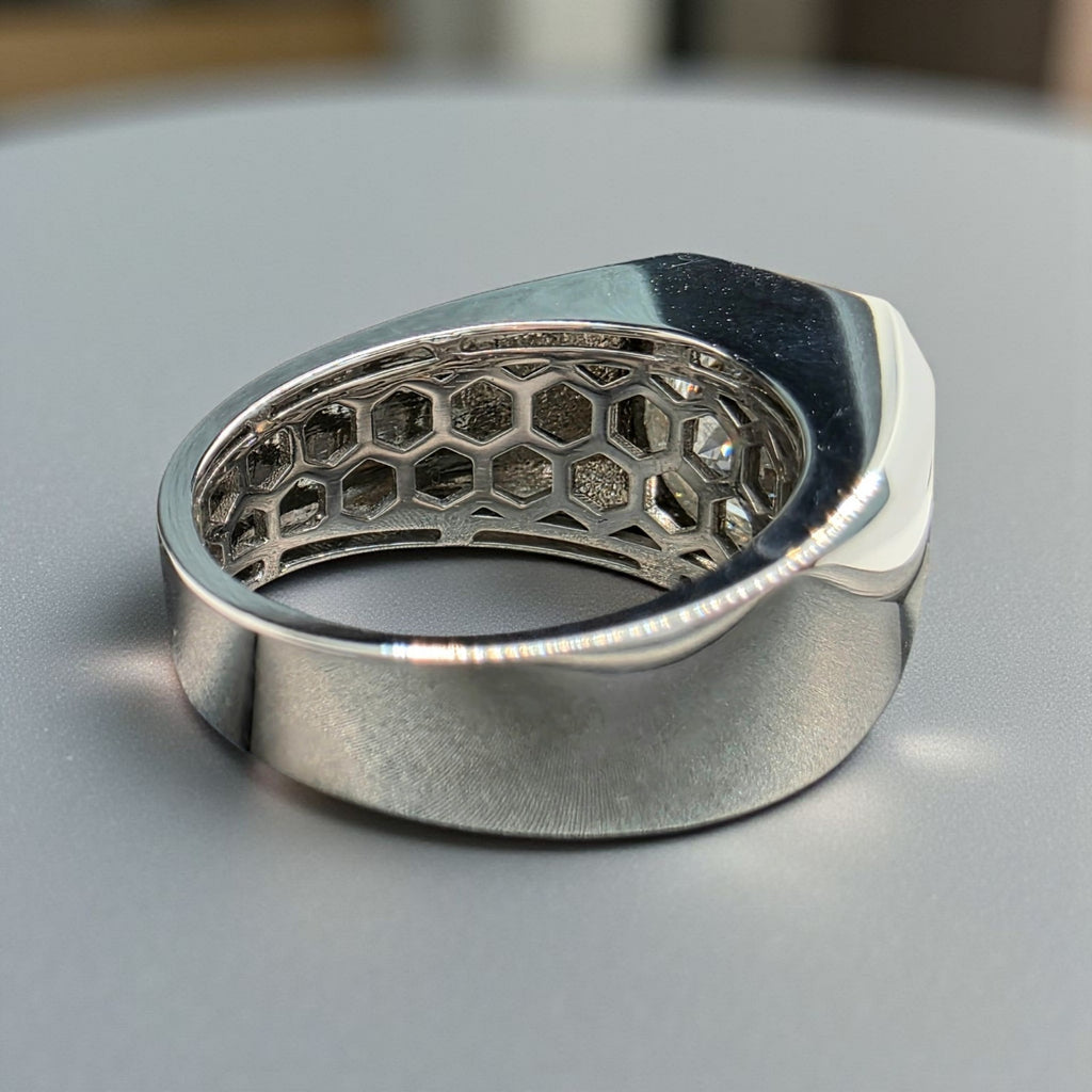 4.00 Ct D VVS2 Lab Grown Round Diamond Men's Ring 14k White IGI Certified