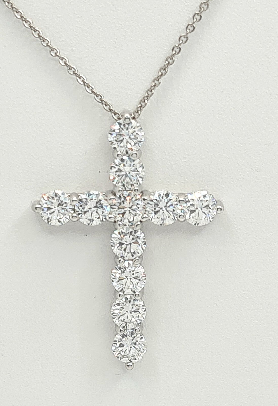 11 Ct E VS1 Round Lab Grown Huge Diamond Cross Pendant IGI 14k White Gold