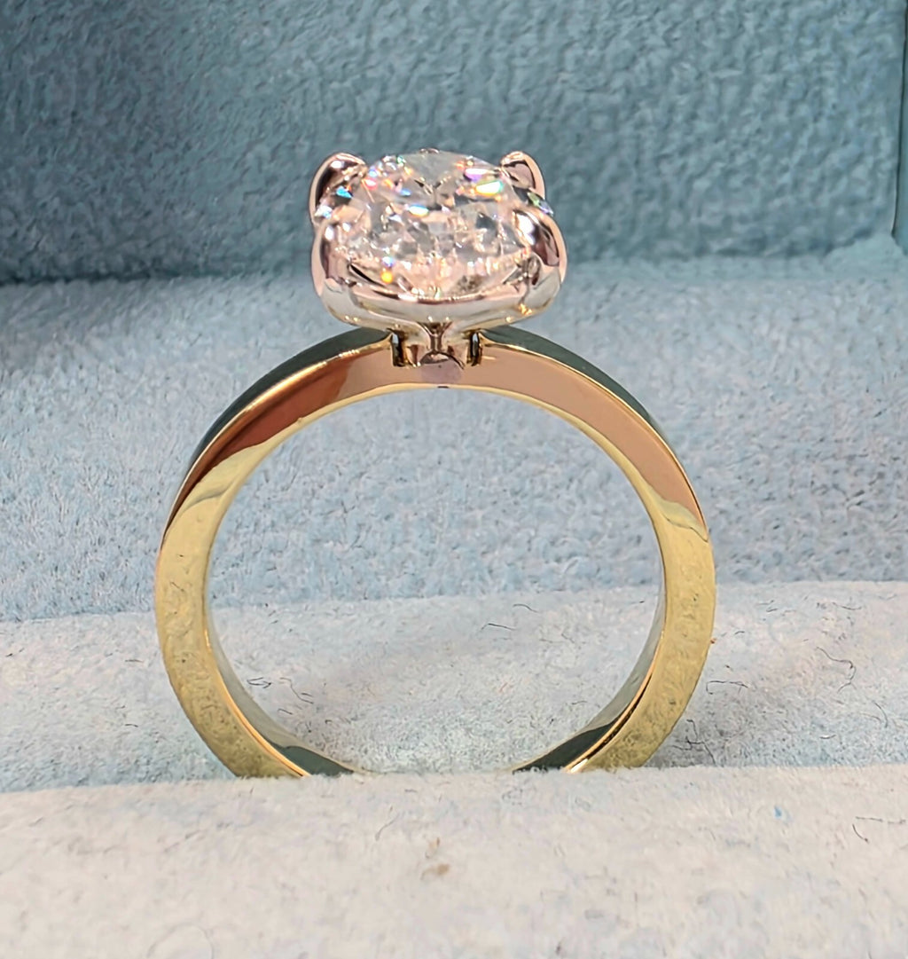 5.00 Ct D VS1 Round Solitaire Oval Lab Grown Diamond Ring IGI Certified 18k