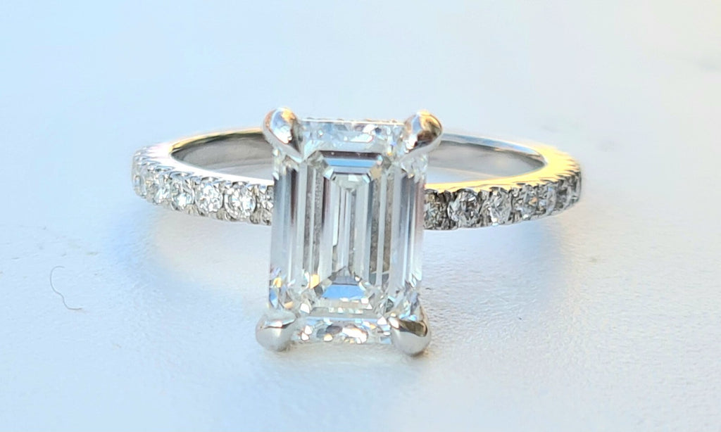 2.37 Carat Emerald Cut Diamond Engagement Ring IGI Certified Lab Grown 14k