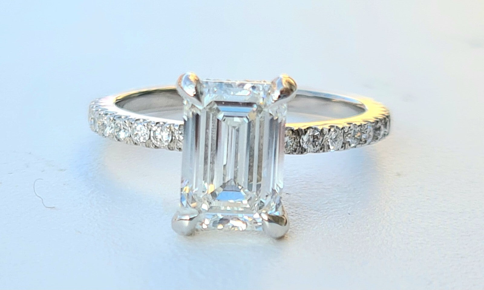 2.37 Carat Emerald Cut Diamond Engagement Ring IGI Certified Lab Grown 14k