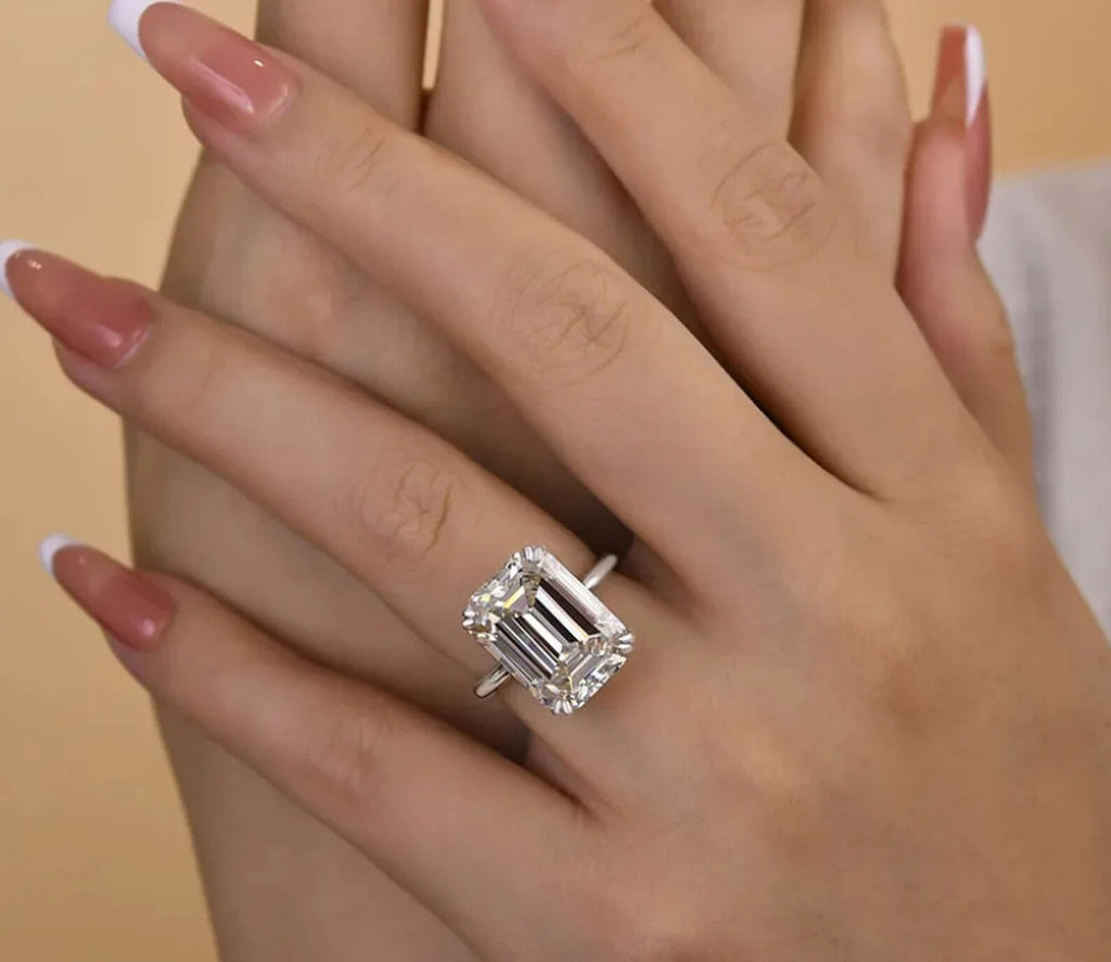 6.00 Ct E VS1 Emerald Cut Diamond Ring Lab Grown 14k Yellow Gold IGI Certified