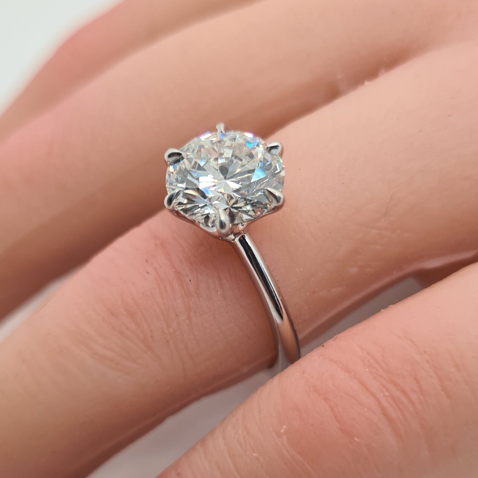 5.00 Ct F VVS2 Round Solitaire 14k White Lab Grown Diamond Ring IGI Certified