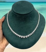 20 Ct Lab Grown E F VS Diamond Set Women Tennis Necklace In 14k White Gold 17''