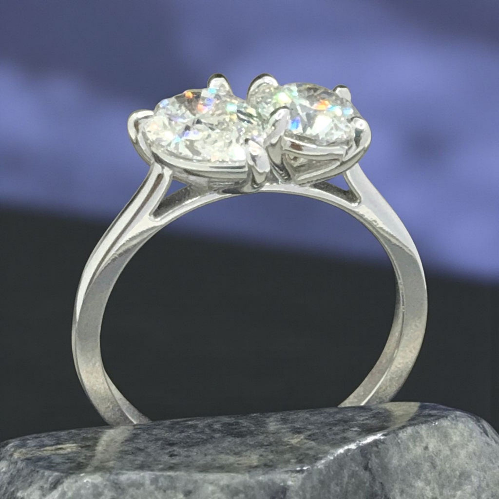2.25 Ct D VS1 Toi et Moi Diamond Ring IGI Certified Lab Grown Platinum