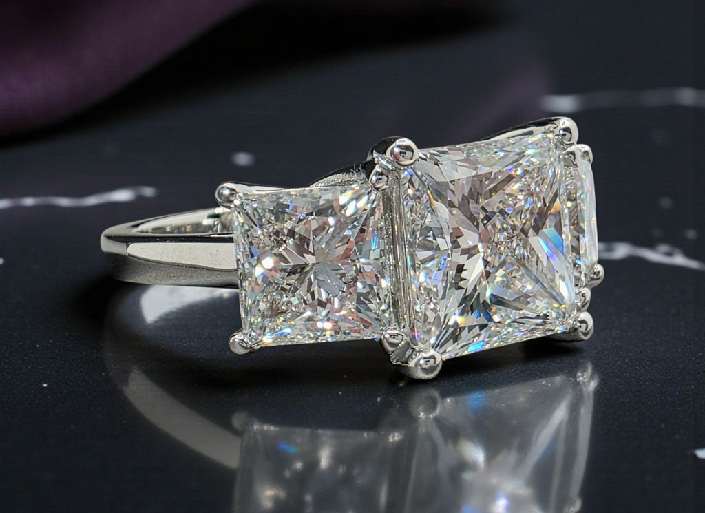 4.00 CT D VVS2 Lab Grown Princess Platinum Diamond Engagement Ring IGI Certified