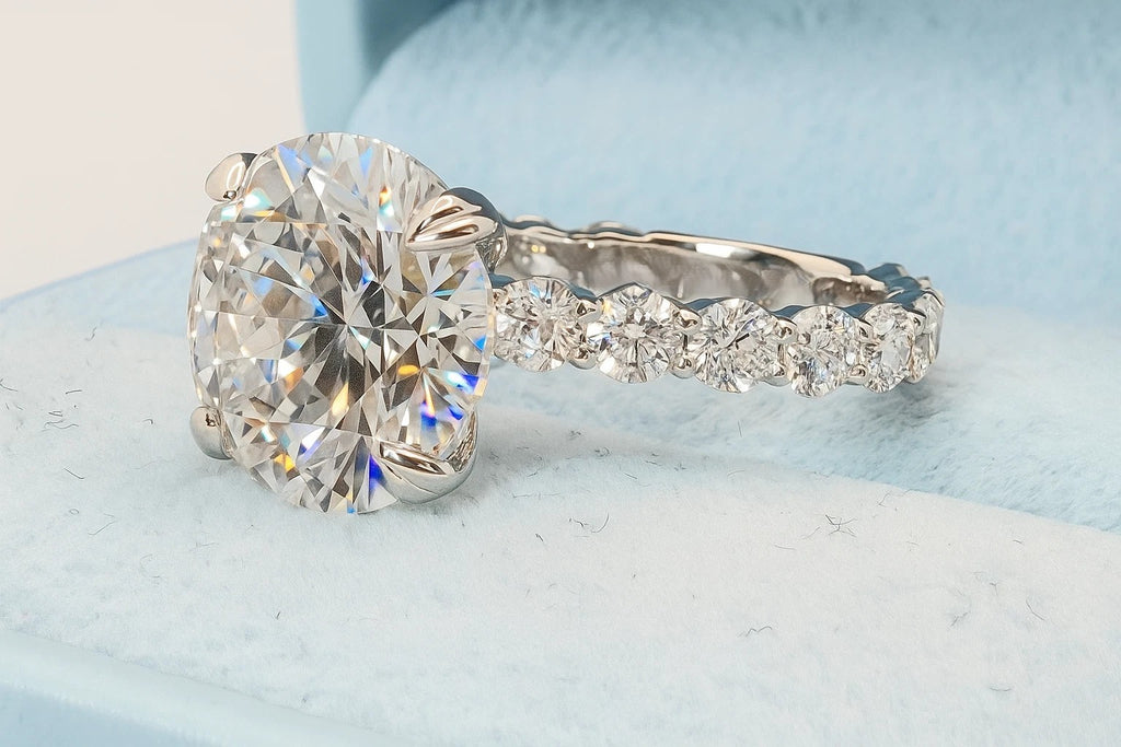 4.60 Ct F VS1 Round Diamond Engagement Ring IGI Certified Lab Grown 14k White