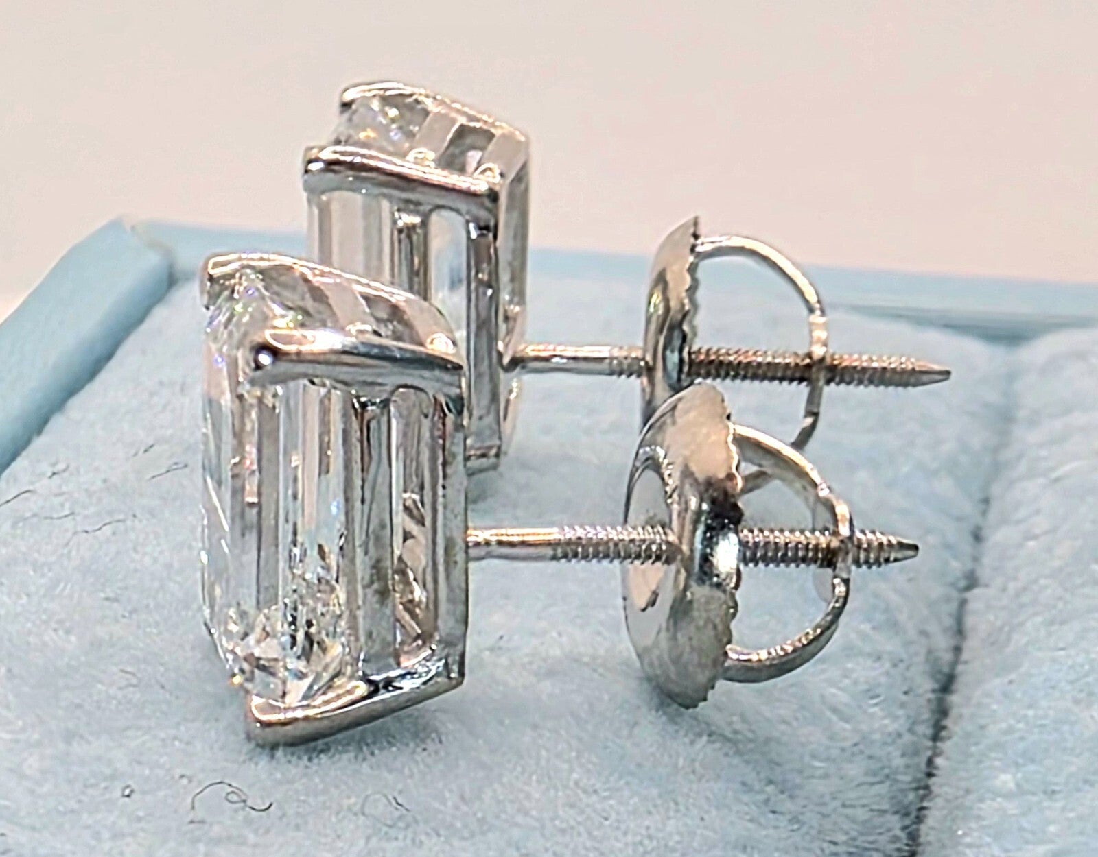 4 Ct Basket Set Emerald Cut G VS1 Lab Grown Diamond Stud Earrings 14K Gold IGI