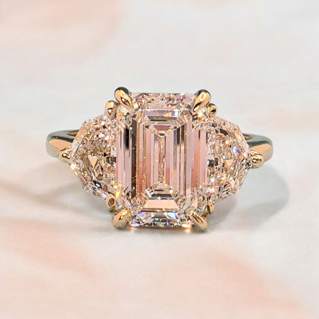 4.00 Ct Emerald Cut D VS1 14k Yellow Gold Lab Grown Diamond Ring IGI Certified